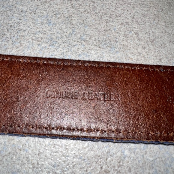 NWT Jos A Bank 46 blue golf theme woven cotton leather accent casual belt - Picture 7 of 7